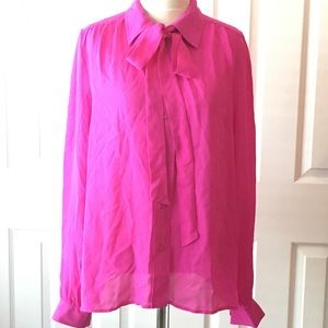 Elegant Pink Blouse with Bow Tie